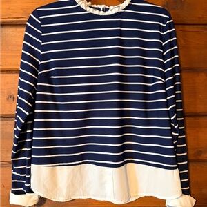 Striped Navy and White Layered-Look Womens Top